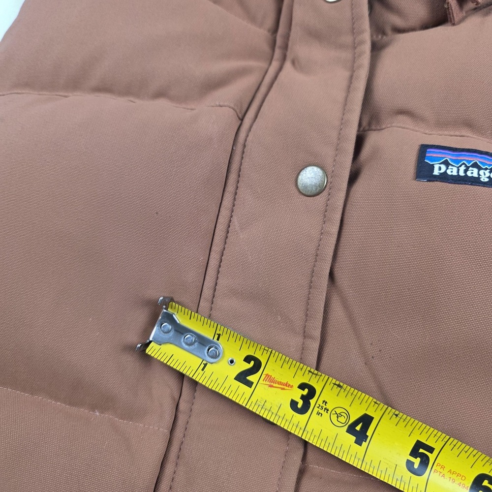 Patagonia Vest Womens Small Brown Down Puffer Quilted Full Zip Camo Lining - Picture 11 of 16